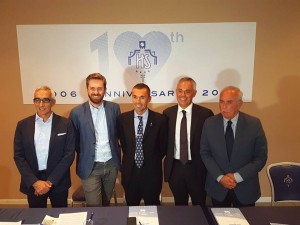 Da sinistra Enrico Postacchini, Matteo Lepore, Giovanni Trombetti, Giancarlo Tonelli, Guido Moretti