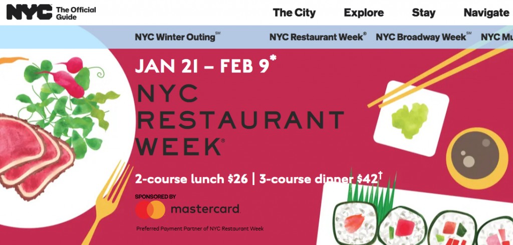NYC Restaurant Week: dal 21 gennaio al 9 febbraio l'edizione invernale